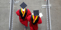 graduates gowns college university caps