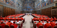 Cardinals in the Sistine Chapel before the start of the conclave on May 7, 2025.