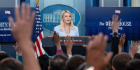 White House Press Secretary Karoline Leavitt speaks in the Brady Briefing Room of the White House 