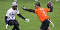 Ja’Marr Chase and Devon Witherspoon during a flag football event