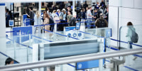 Passengers arriving at Newark Liberty International Airport