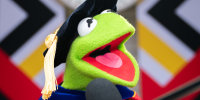 COLLEGE PARK, MD - MAY 22: Kermit the Frog practices his Univer