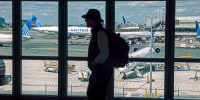 People move through Newark Liberty International Airport.