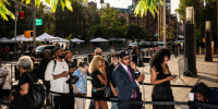 Spectators line up to enter the court for the trial of Sean "Diddy" Combs in New York on June 5, 2025.