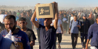 The humanitarian situation in Gaza, where aid has finally begun to trickle in after a two-month blockade, is dire following 18 months of devastating war between Israel and Palestinian Hamas movement. Food security experts say starvation is looming for one in five people. (Photo by AFP) (Photo by -/AFP via Getty Images)          