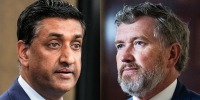 A split composite image of Ro Khanna, left, and Thomas Massie
