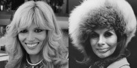 A split composite of Amanda Lear and April Ashley.