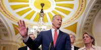 Image: Senators Speak To The Press On Capitol Hill Following Weekly Policy Luncheons