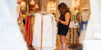 A shopper at a store in downtown Detroit, Mich., on June 7, 2025. 