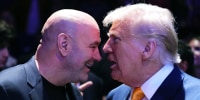 President Donald Trump and UFC President and CEO Dana White on April 12, 2025 in Miami.  