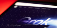 The chat window for chatbot Grok on a laptop