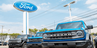 Ford Broncos on a lot at a dealership