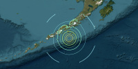 A 7.3 magnitude earthquake off Sand Point, Alaska, on July 16, 2025.