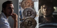 Triptych of Muhammad Arsalan, bitcoins and Festo Ivaibi.