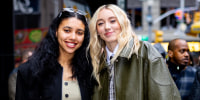 Azzi Fudd and Paige Bueckers in New York for an appearance on "Good Morning America" on April 16, 2025.