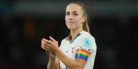Switzerland's Lia Waelti  wears a  rainbow armband