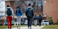 Students on the campus of Howard University in Washington, D.C.