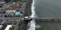 The coastline at Pacifica Municipal Pier in Pacifica, Calif., on July 30, 2025. Tsunami alerts issued at California Coast after magnitude 8.8 earthquake off Russia. 