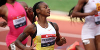 Image: Sha'Carri Richardson reacts after competing in the women's 100-meter during the 2025 USATF Outdoor Championships at Hayward Field on July 31, 2025, in Eugene, Oregon.