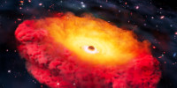 Artist representation of CAPERS-LRD-z9, home to the earliest confirmed black hole.