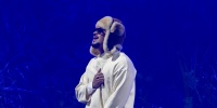 Bad Bunny performing on stage