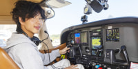 Ethan Guo in Geneva, Switzerland, on Aug. 6, 2024, before his take off from Geneva Airport for attempting a world record solo flight to all seven continents. 