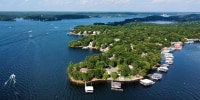 Aerial view of the Lake of the Ozarks in Missouri.