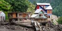 Buildings damaged by flash floods 
