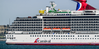 A cruise ship on the water