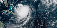 A satellite image of Hurricane Erin