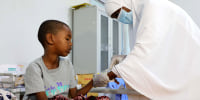 A child recieves medicine