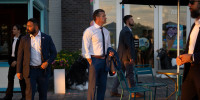 Hegseth with security.
