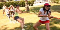 Anu Duggal playing tug of war