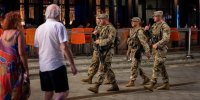 Members of the National Guard are seen at the Wharf on August 2
