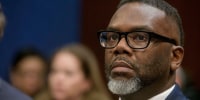 Image: Chicago Mayor Brandon Johnson during a House Committee on Oversight and Government Reform hearing with sanctuary city mayors in Washington.