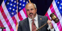 Florida state senator and newly elected RNC Chairman Joe Gruters holds a gavel