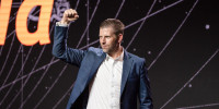 Eric Trump after speaking at the Bitcoin Asia conference 