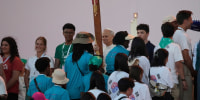 Pope Leo XIV holds prayer vigil with young people participating in the Youths Jubilee at the Tor Vergata field in Rome, Saturday, Aug. 2, 2025.