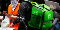 An Uber Eats backpack.