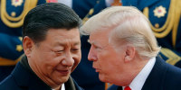 President Donald Trump talks with China's President Xi Jinping