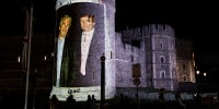 Image of President Donald Trump alongside disgraced financier Jeffrey Epstein is projected on Windsor castle