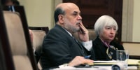 Then-Federal Reserve Board Chairman Ben Bernanke and his successor Janet Yellen in 2013.