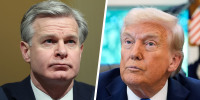 Former FBI Director Christopher Wray and President Trump.