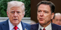 A split composite of Donald Trump and James Comey.
