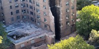 A partially collapsed building in the Bronx, N.Y., on Oct. 1, 2025.