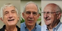 Nobel Prize winners, from left, John Martinis, Michel Devoret and John Clarke.