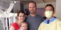 Jeff, Caroline and Eliana with Dr. Kohn before she underwent gene therapy for ADA-SCID.