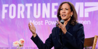 Former U.S. Vice President Kamala Harris speaks at Washington National Cathedral on Oct. 14, 2025.