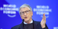 Bill Gates takes part in a panel at the Annual Meeting of World Economic Forum in Davos, Switzerland, Wednesday, Jan. 17, 2024.