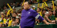 Nov 17, 2024; Waco, Texas, USA; Tarleton Texans head coach Billy Gillispie looks on against the Baylor Bears during the first half at Paul and Alejandra Foster Pavilion. Mandatory Credit: Chris Jones-Imagn Images